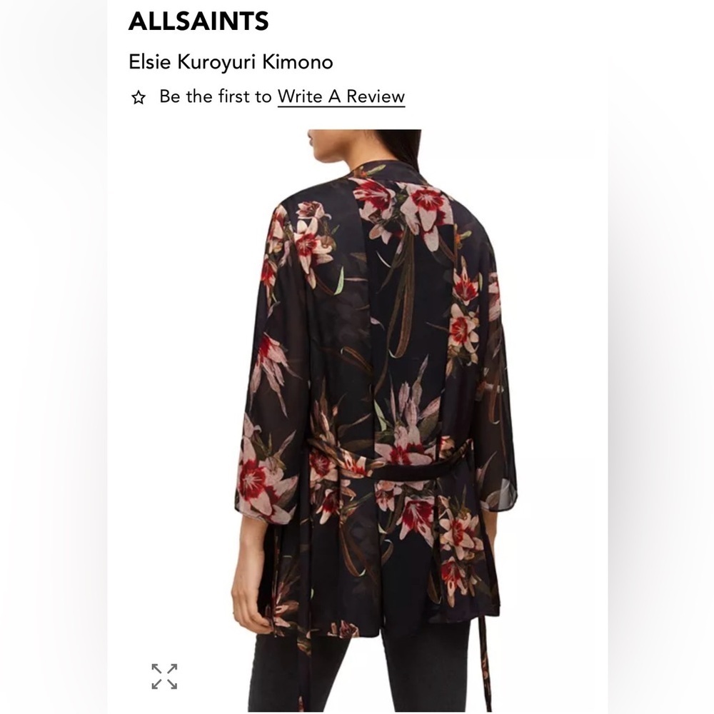ALLSAINTS Elsie Kuroyuri Kimono Open Front Wrap Blouse Size 4 Feminine Luxury - Picture 2 of 14